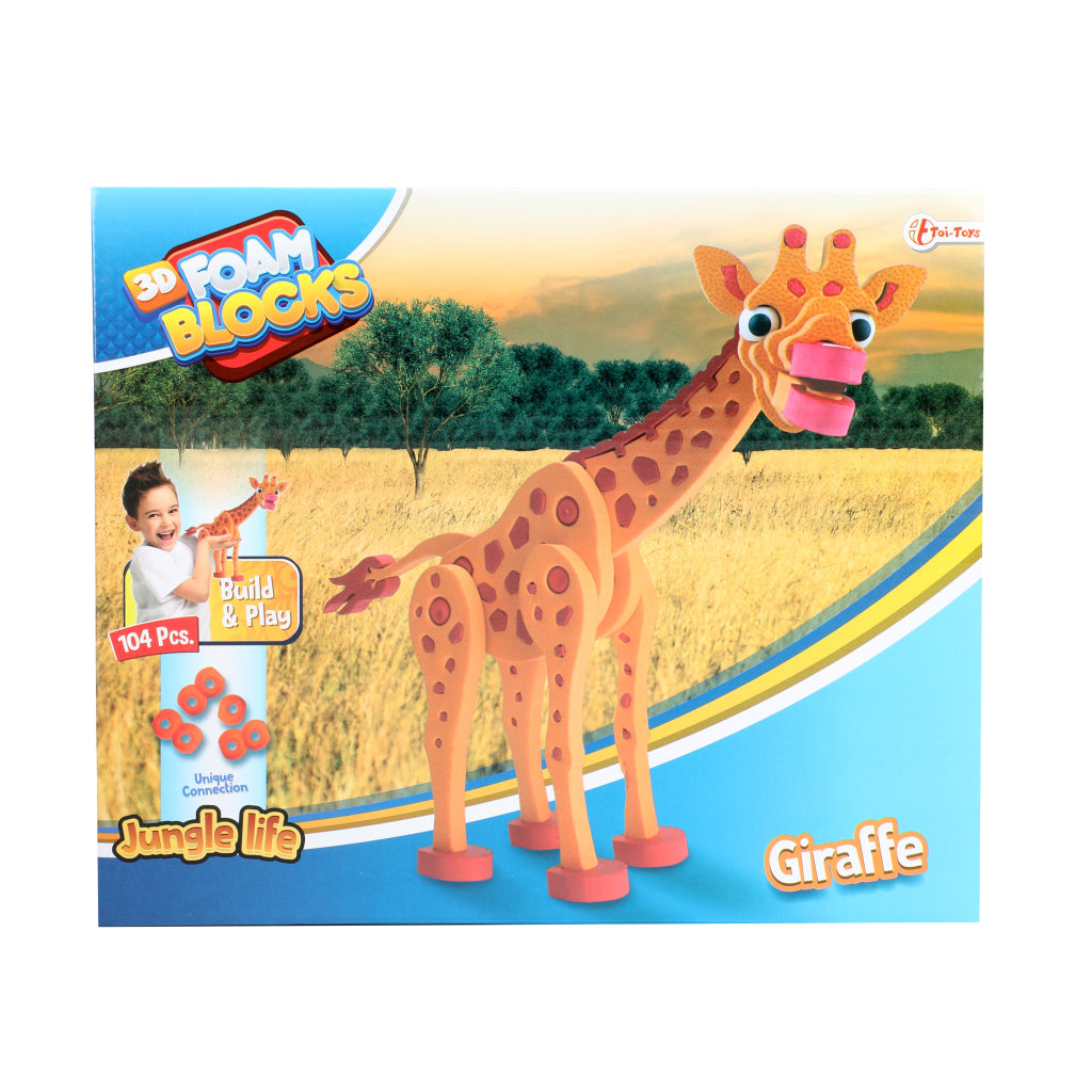 Toi-Toys 3D-Puzzle Giraffe Junior, 31,5 cm, Schaumstoff, orange, 104 Teile