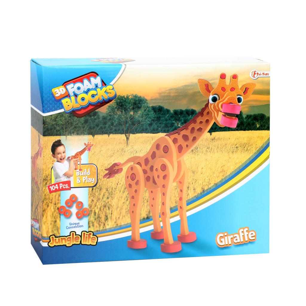 Toi-Toys 3D-Puzzle Giraffe Junior, 31,5 cm, Schaumstoff, orange, 104 Teile