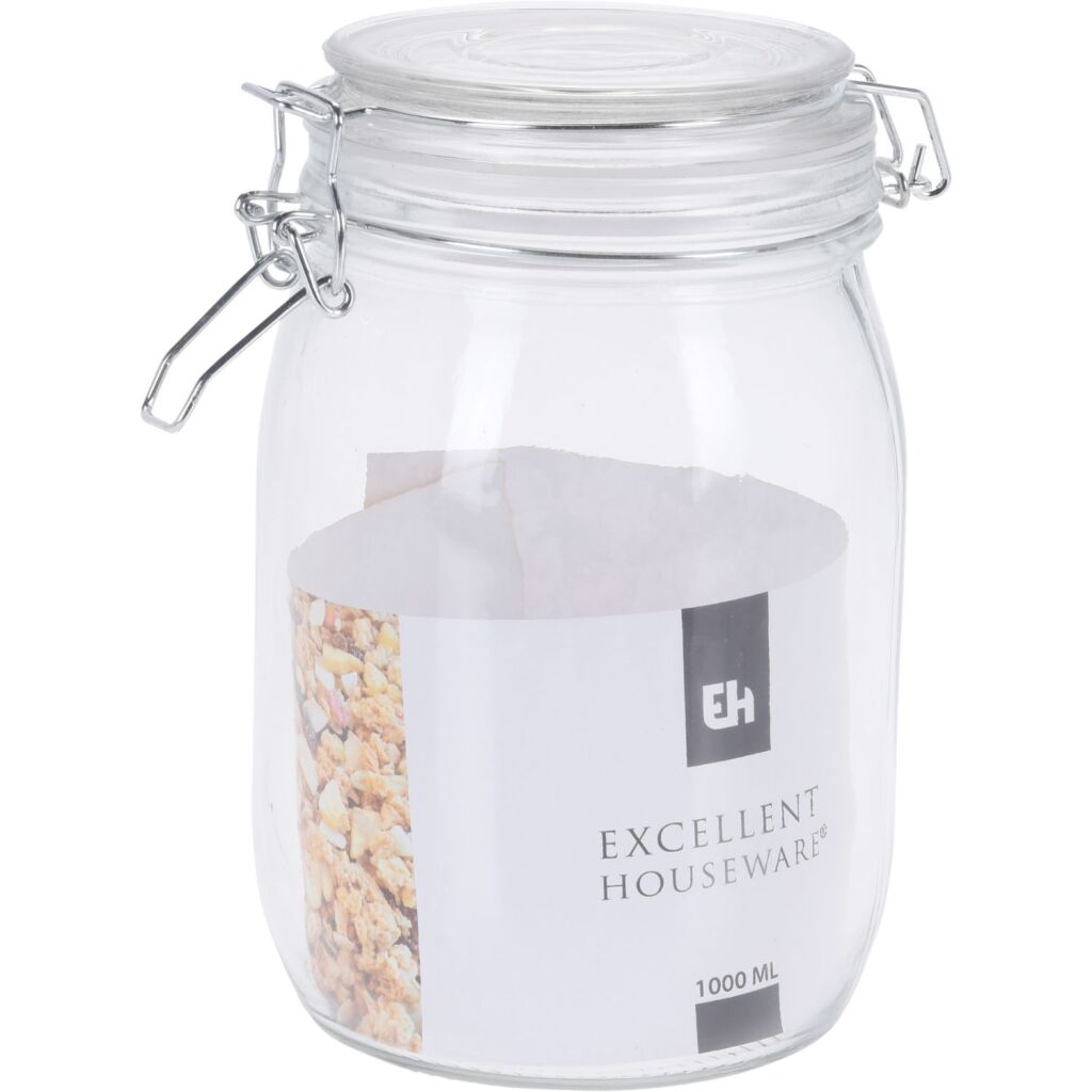 Excellent houseware voorraadpot met deksel 1 l | 2 stuks