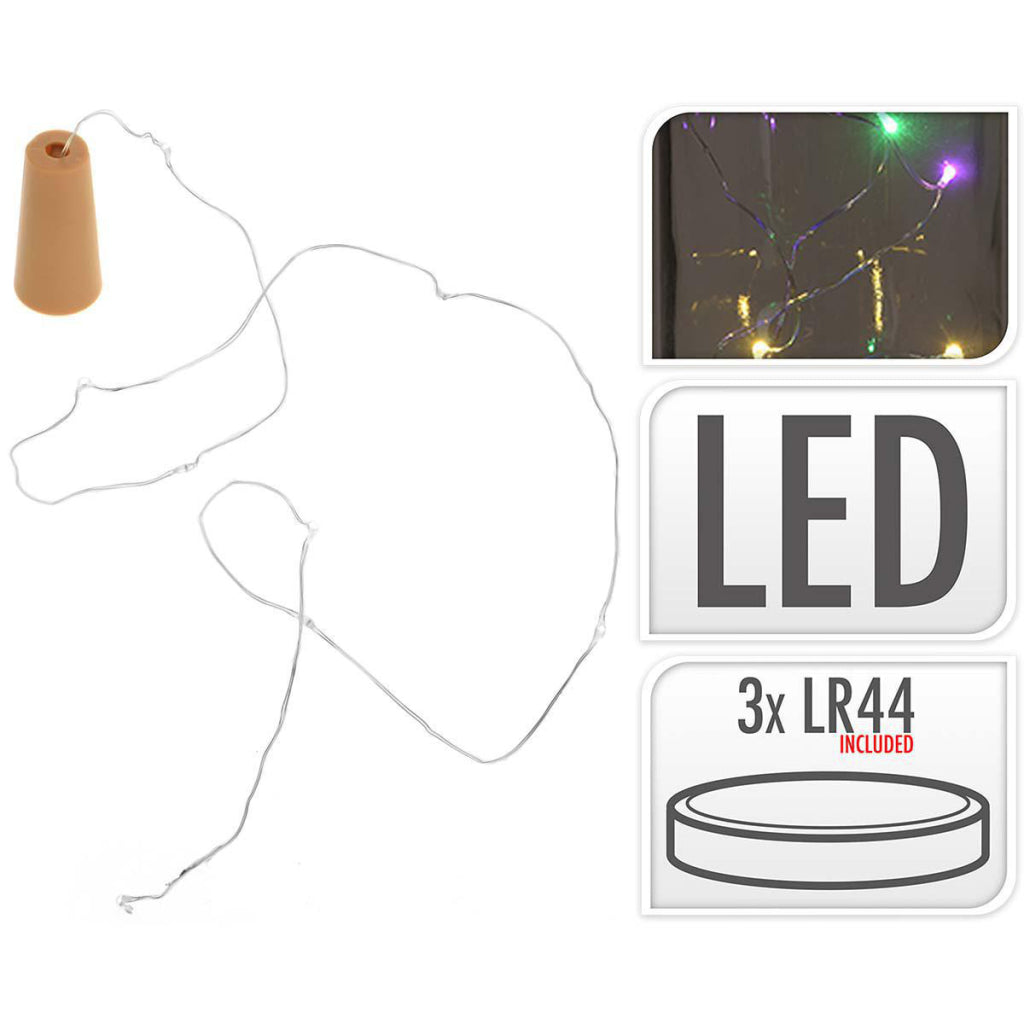 SIA-Flaschenverschluss-Lichterkette mit 8 mehrfarbigen LEDs, Schutzart IP44