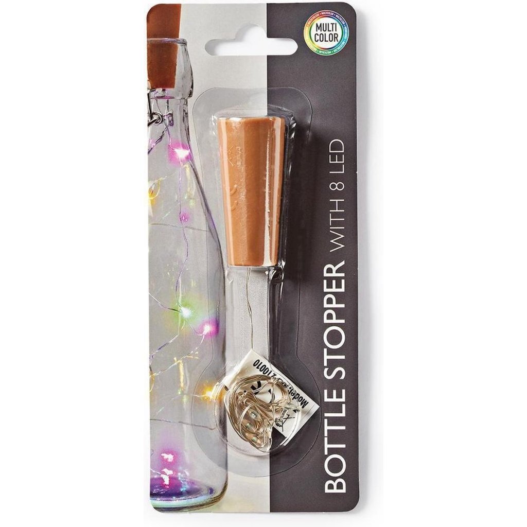 SIA-Flaschenverschluss-Lichterkette mit 8 mehrfarbigen LEDs, Schutzart IP44