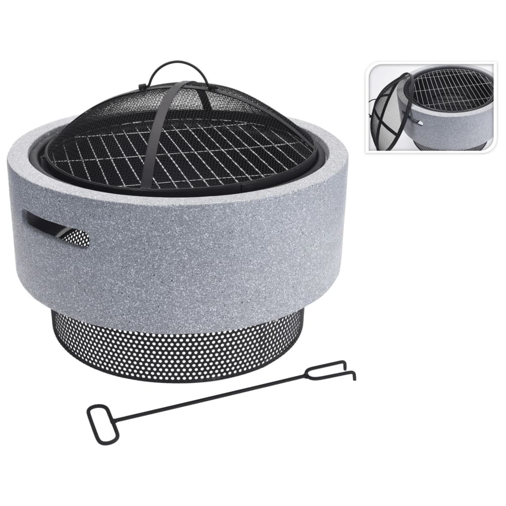 Prograrden Feuerschale mit Grillfunktion - Kühlergrill um 52 x 18,5 cm hellgrau
