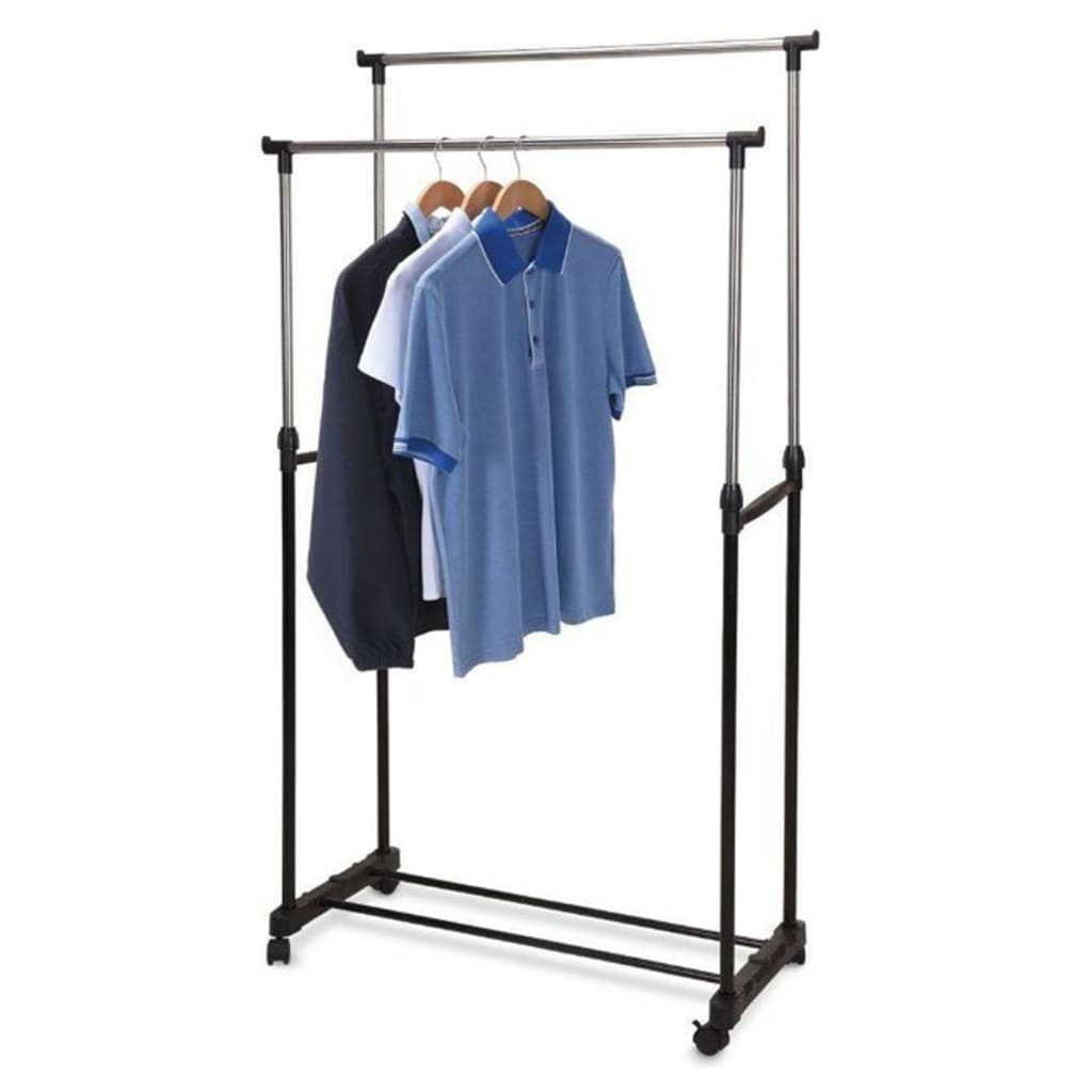 Kleiderständer von Storage Solutions mit Rollen, doppelt, 80 x 42 x (90–160) cm