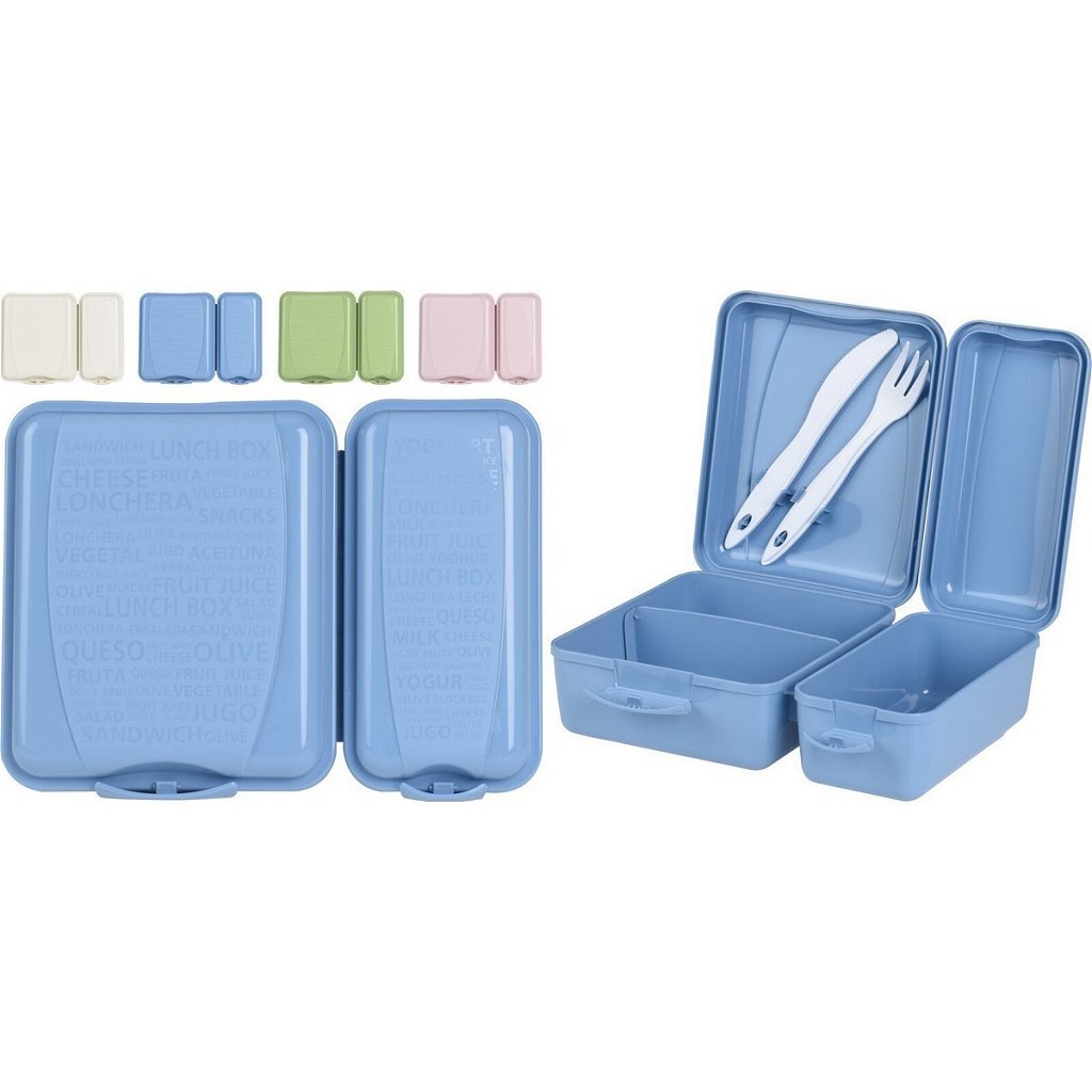 AM-63 Doppelte Lunchbox + gemischtes Besteckset
