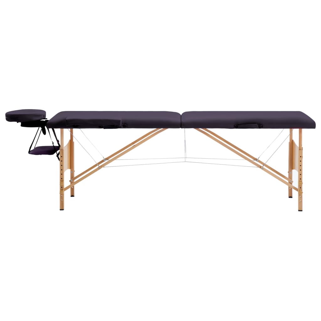Vidaxl -Massagetafel jijammenklappbar 2 Zonen Holz lila