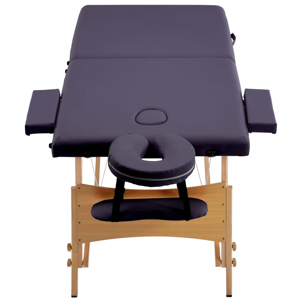 Vidaxl -Massagetafel jijammenklappbar 2 Zonen Holz lila
