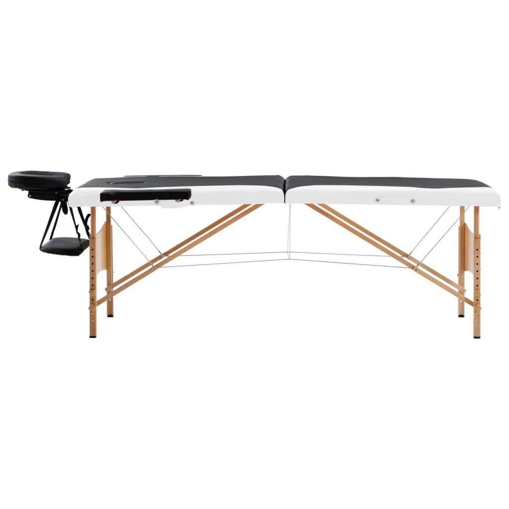 Vidaxl -Massagetisch zuammenklappbar 2 Sons Holz schwarz und weiß