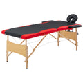 Vidaxl -Massage-Tisch klappbar 2 Zonen Holz schwarz und rot