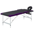 Vidaxl -Massagetisch -klappbar 2 Sons Aluminium schwarz und lila