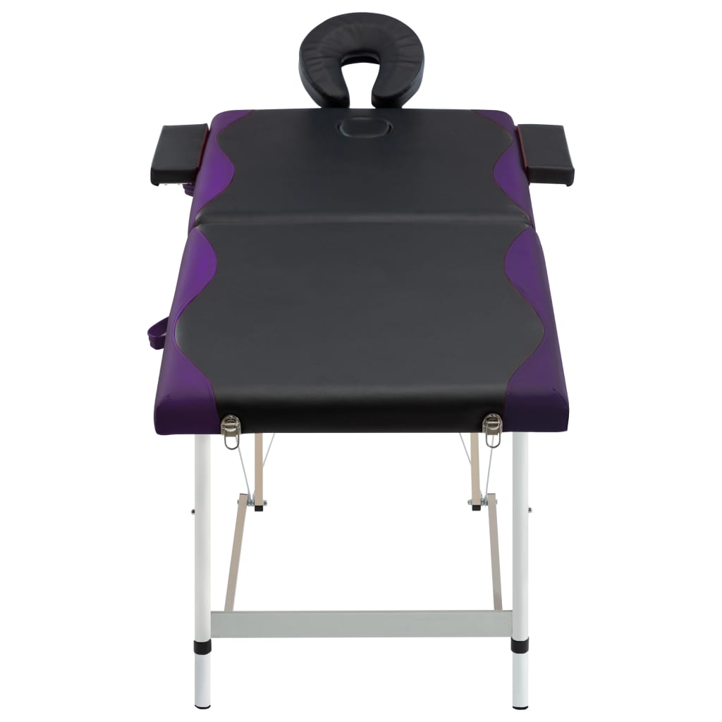 Vidaxl -Massagetisch -klappbar 2 Sons Aluminium schwarz und lila