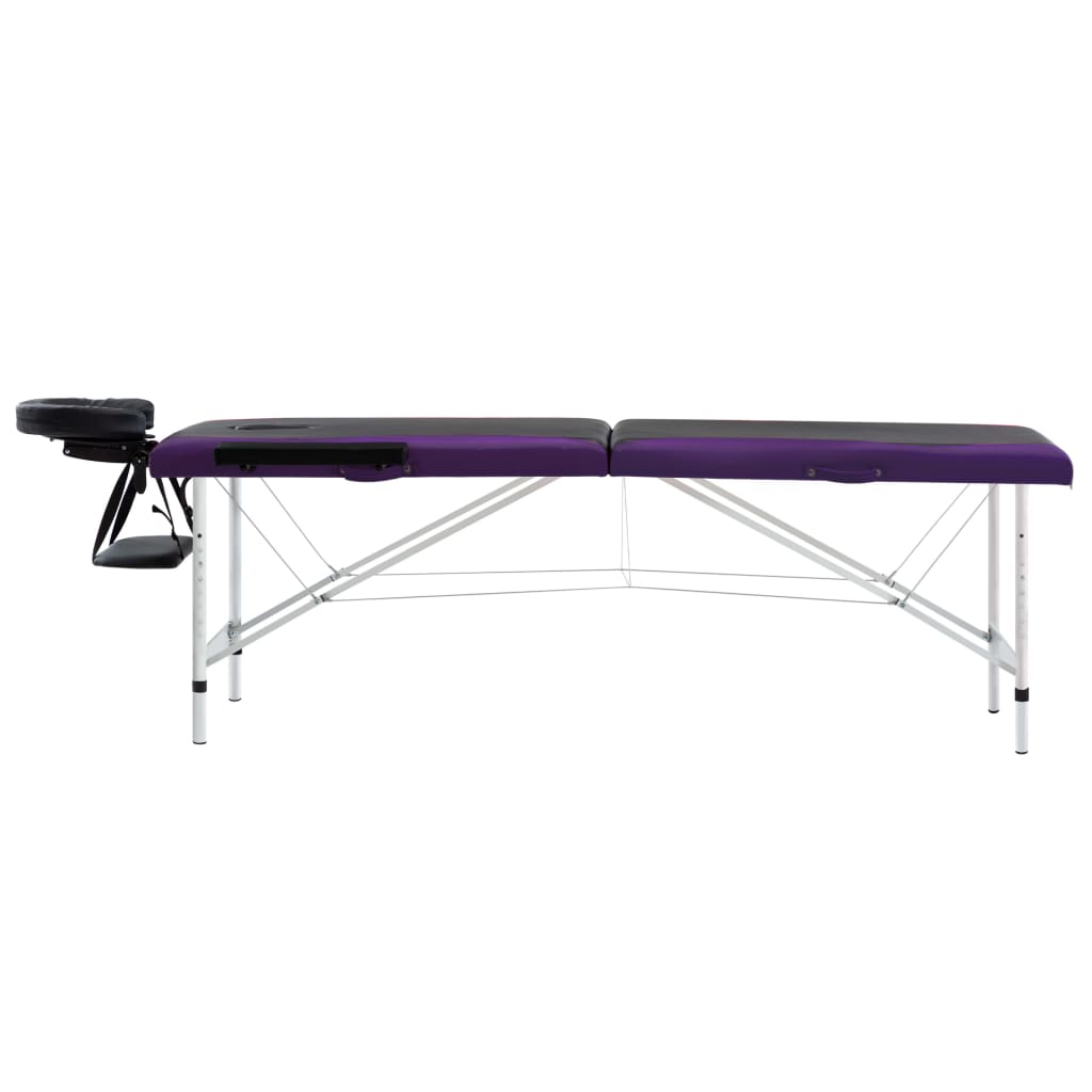 Vidaxl -Massagetisch -klappbar 2 Sons Aluminium schwarz und lila