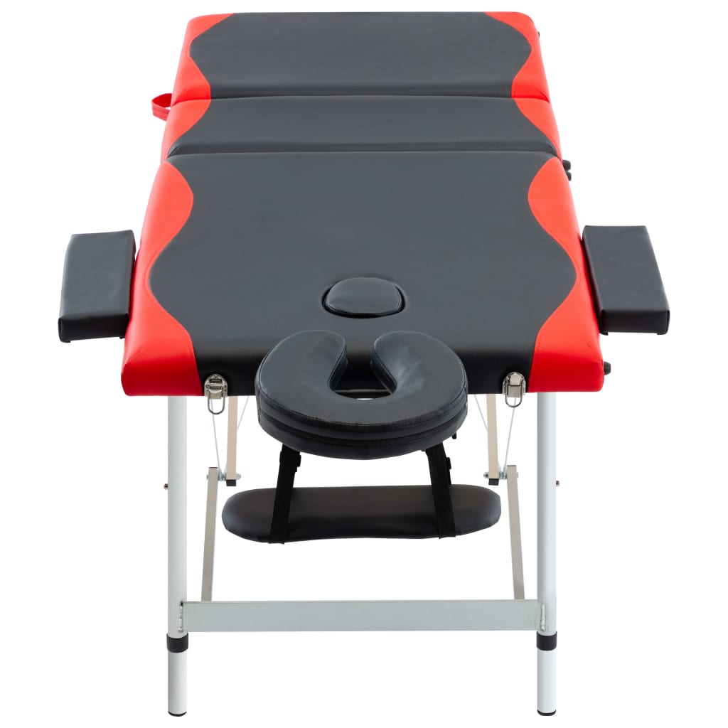 Vidaxl -Massagetisch -klappbar, 3-Söhne, Aluminium, schwarz-weiß
