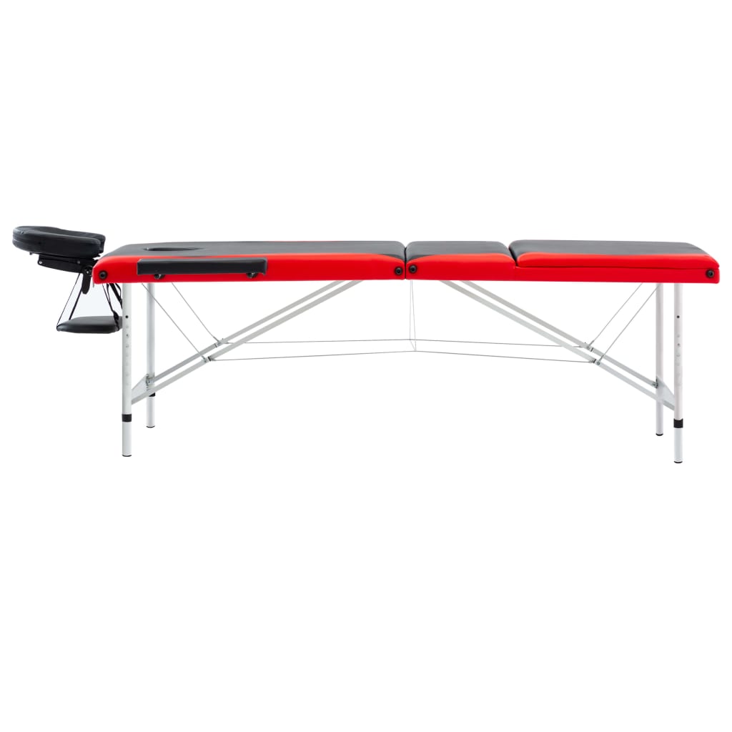 Vidaxl -Massagetisch -klappbar, 3-Söhne, Aluminium, schwarz-weiß