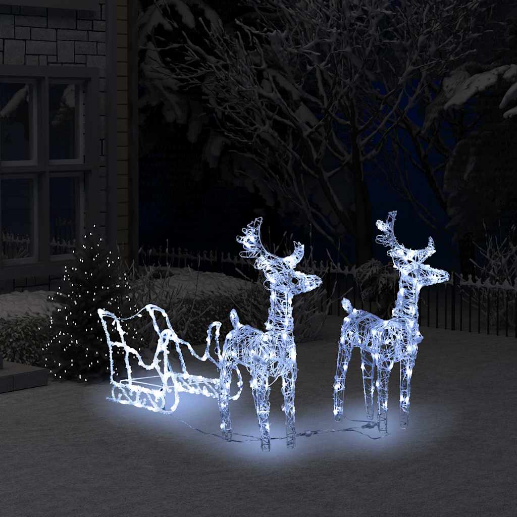Vidaxl kerstversiering rendieren en slee 160 led's 130 cm acryl