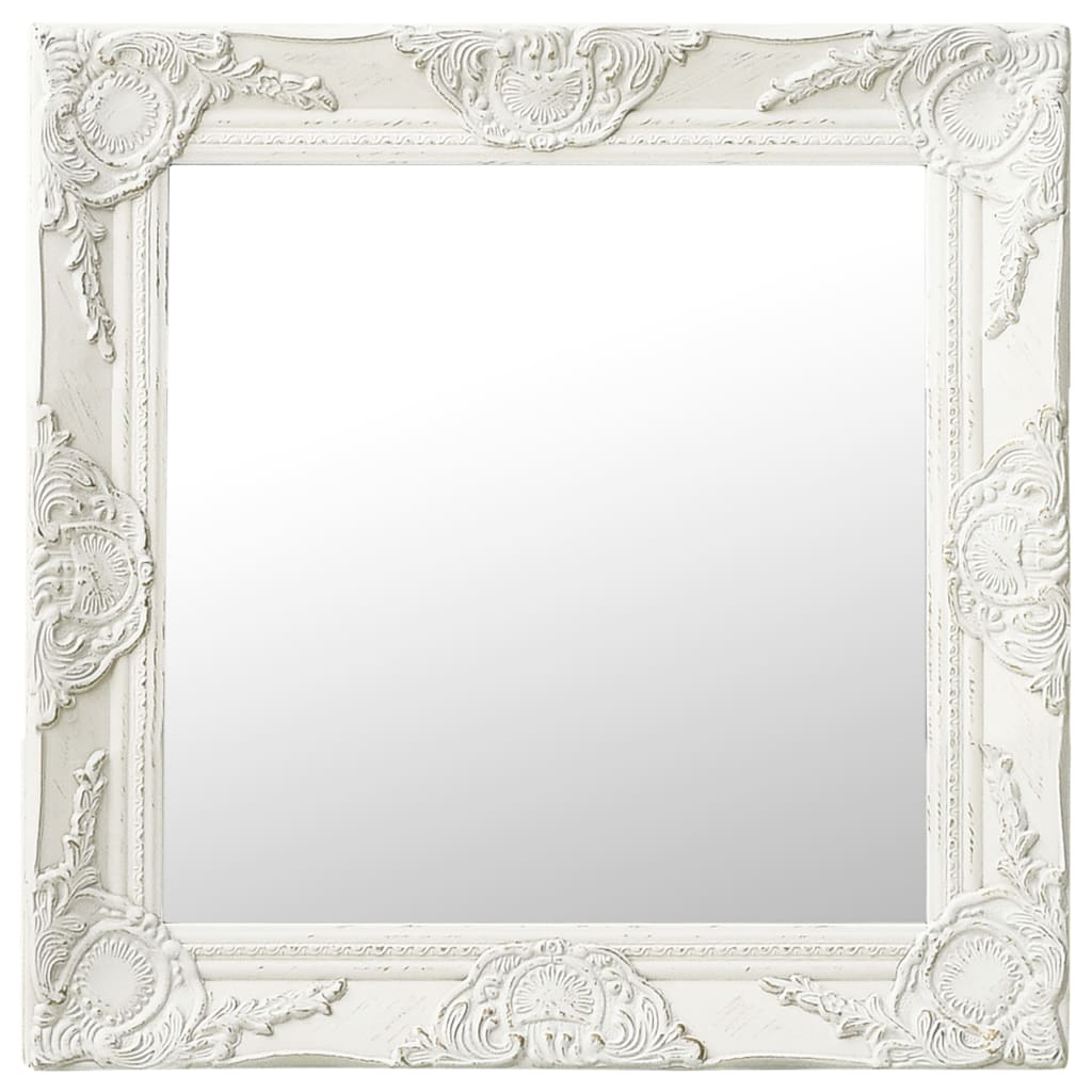 VidaXL Wandspiegel im Barockstil, 50 x 50 cm, Weiß