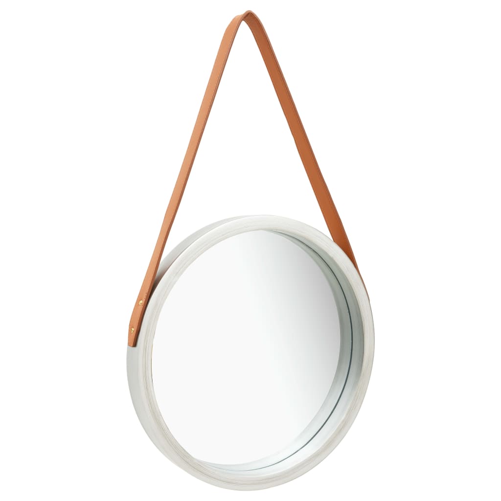 VidaXL Wandspiegel mit Tragegurt 40 cm silberfarben