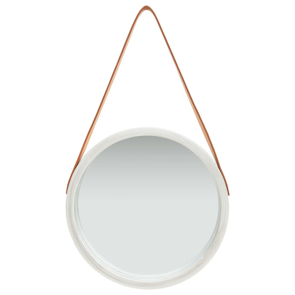 VidaXL Wandspiegel mit Tragegurt 40 cm silberfarben