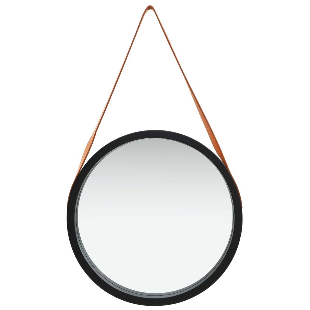 VidaXL Wandspiegel mit Tragegurt, 50 cm, Schwarz