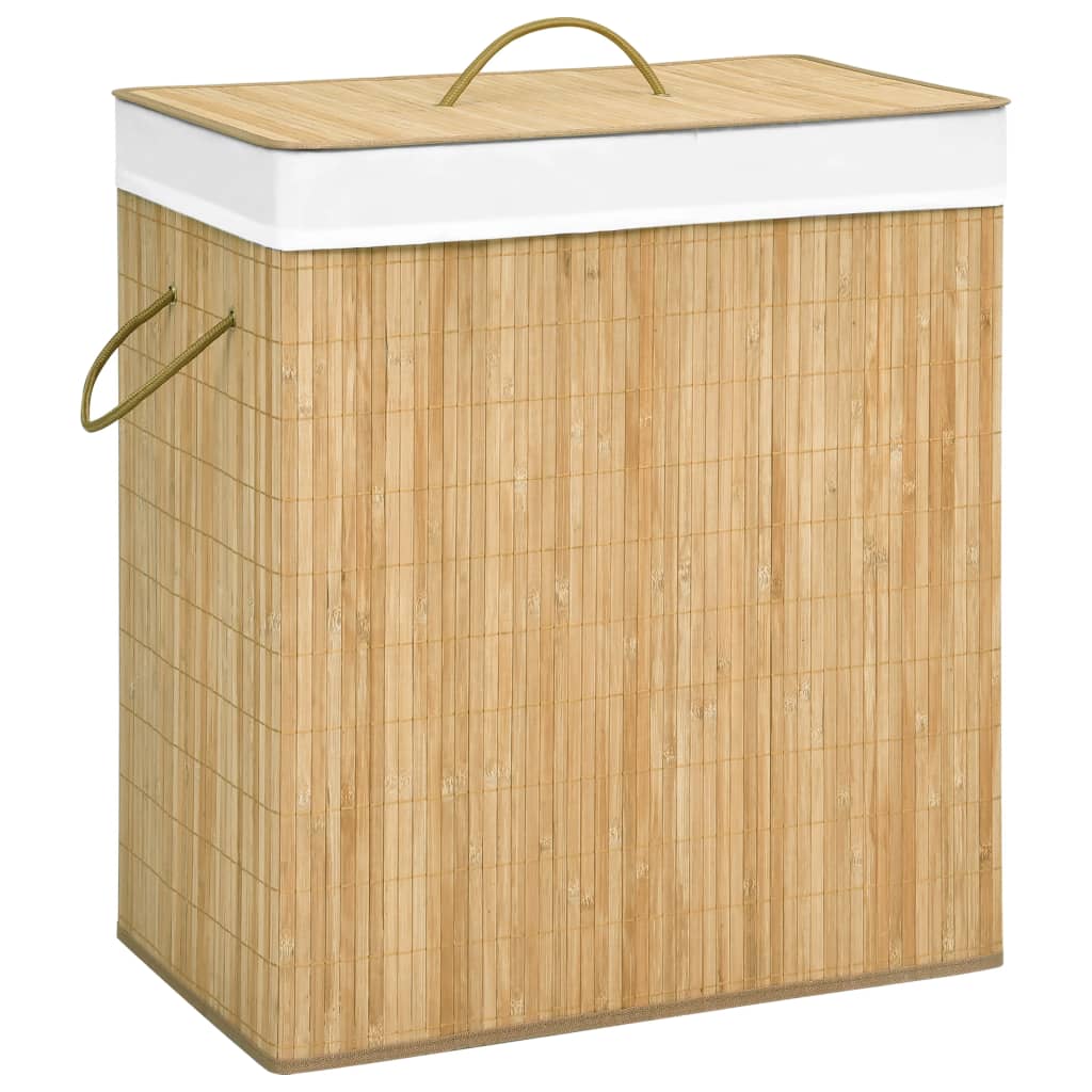 VidaXL Wäschekorb mit 2 Fächern, 100 l, Bambus