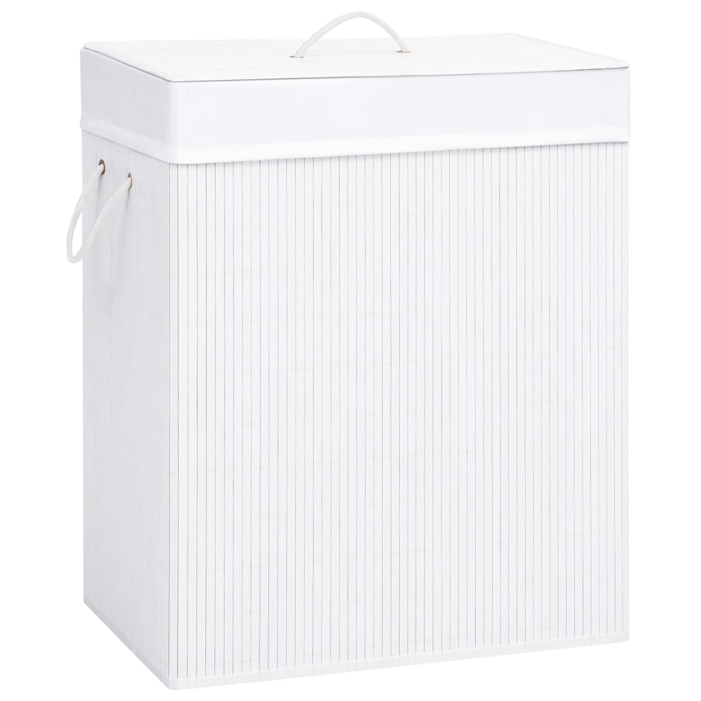 VidaXL Wäschekorb mit 2 Fächern, 100 l, Bambus, Weiß