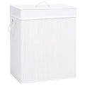 VidaXL Wäschekorb mit 2 Fächern, 100 l, Bambus, Weiß