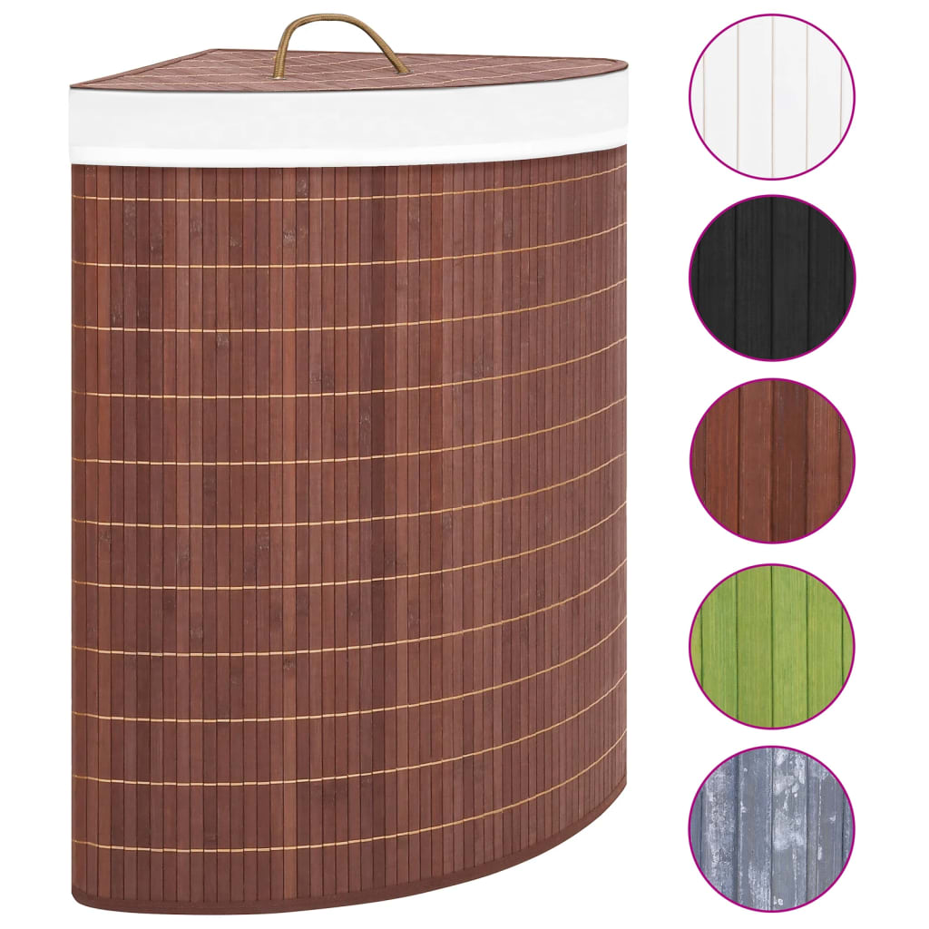VidaXL Eckwäschekorb 60 l Bambusbraun