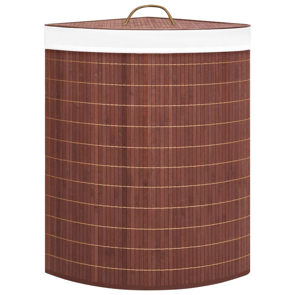 VidaXL Eckwäschekorb 60 l Bambusbraun