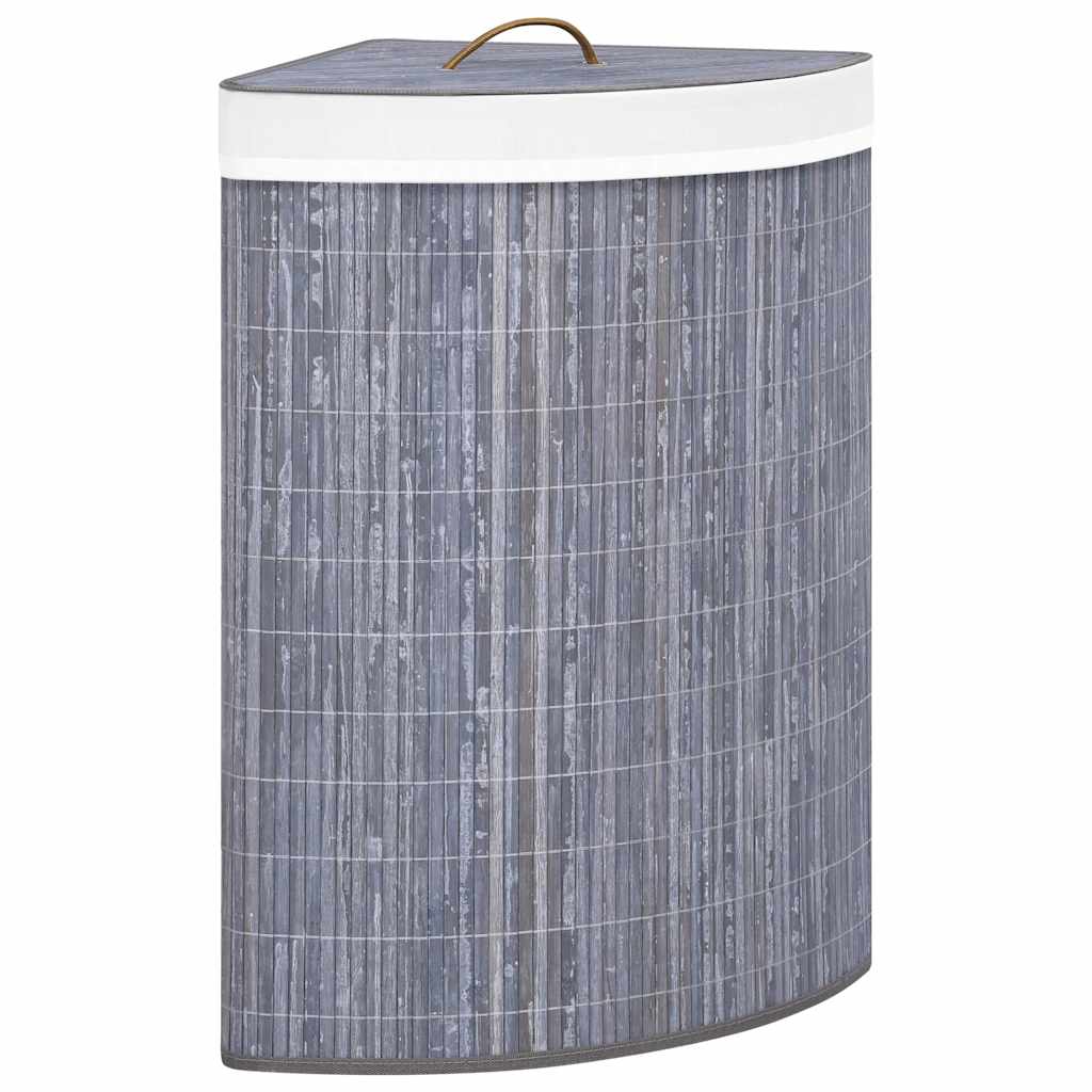VidaXL Eckwäschekorb 60 l Bambusgrau