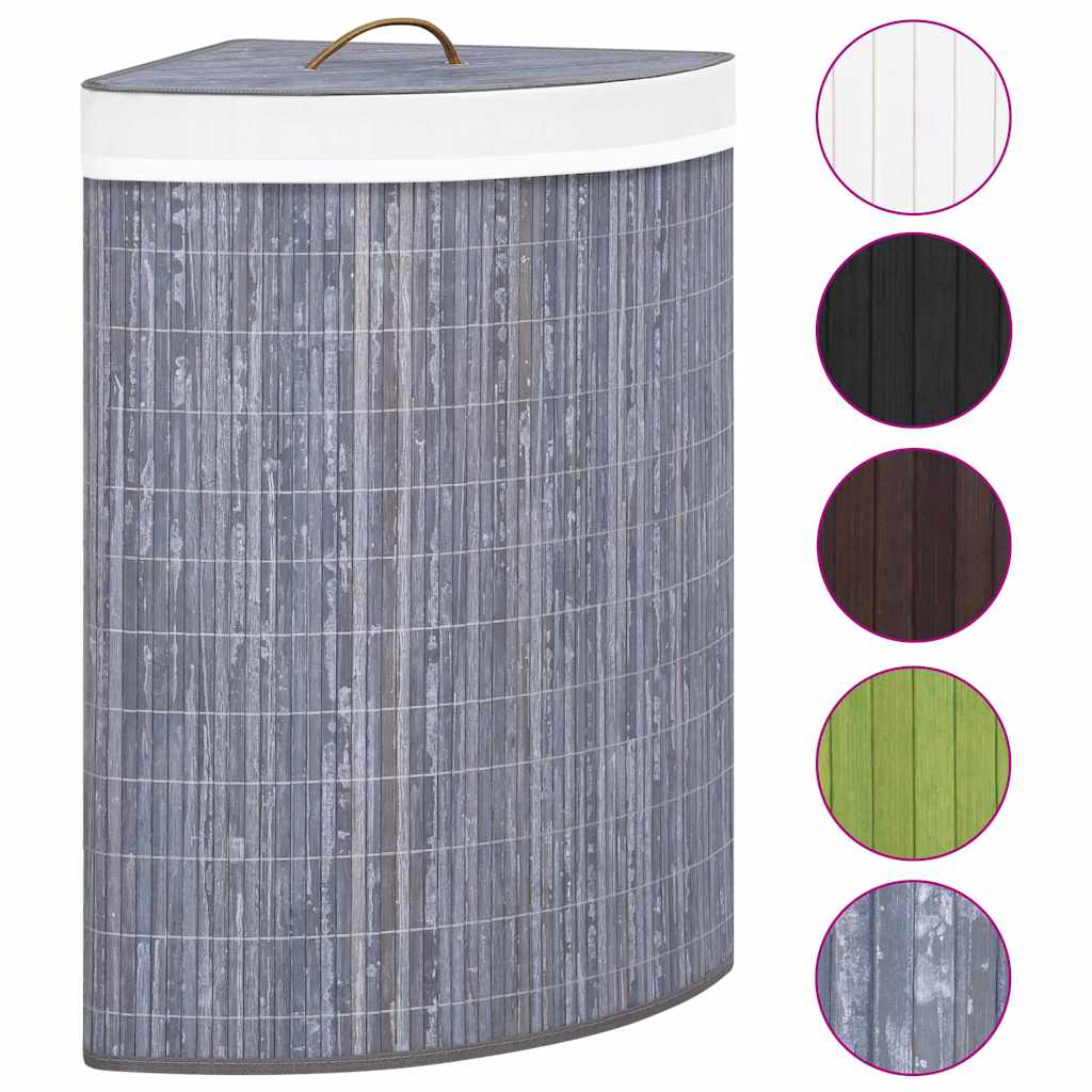 VidaXL Eckwäschekorb 60 l Bambusgrau