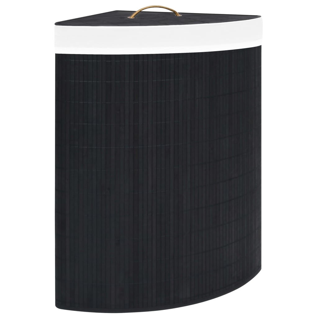 VidaXL Eckwäschekorb 60 l Bambus Schwarz