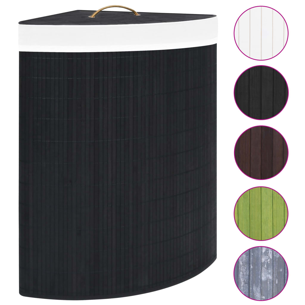 VidaXL Eckwäschekorb 60 l Bambus Schwarz