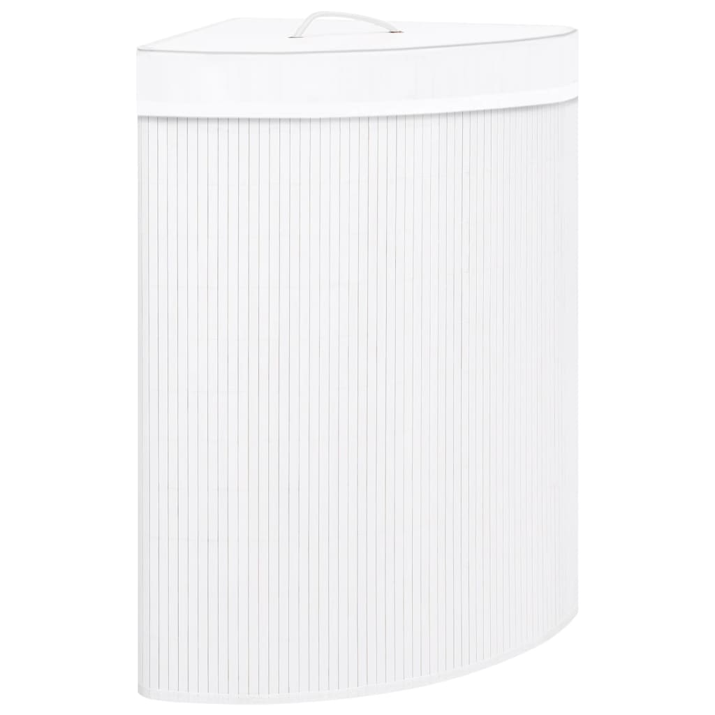 VidaXL Eckwäschekorb 60 l Bambus Weiß