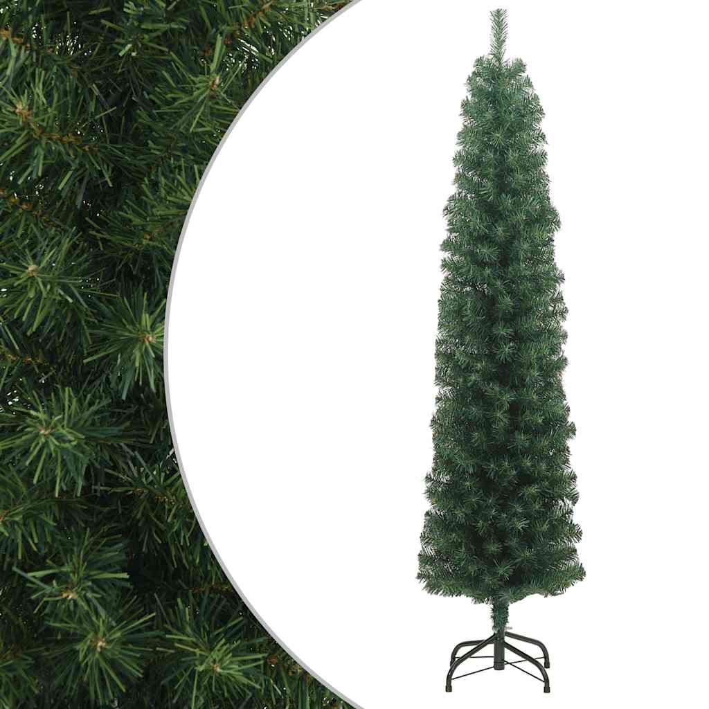 VidaXL Künstlicher Weihnachtsbaum mit Ständer, schmal, 210 cm, PVC, Grün