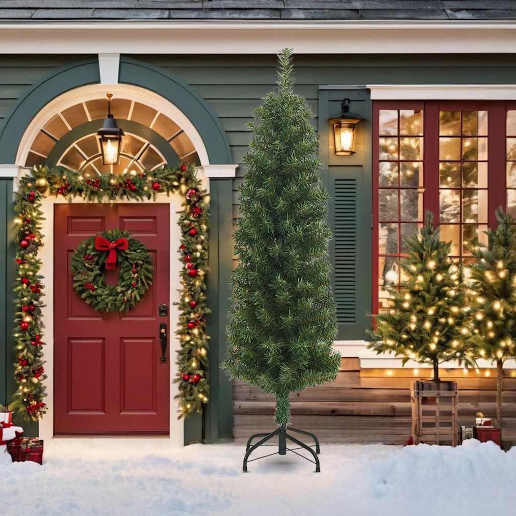 VidaXL Künstlicher Weihnachtsbaum mit Ständer, schmal, 210 cm, PVC, Grün