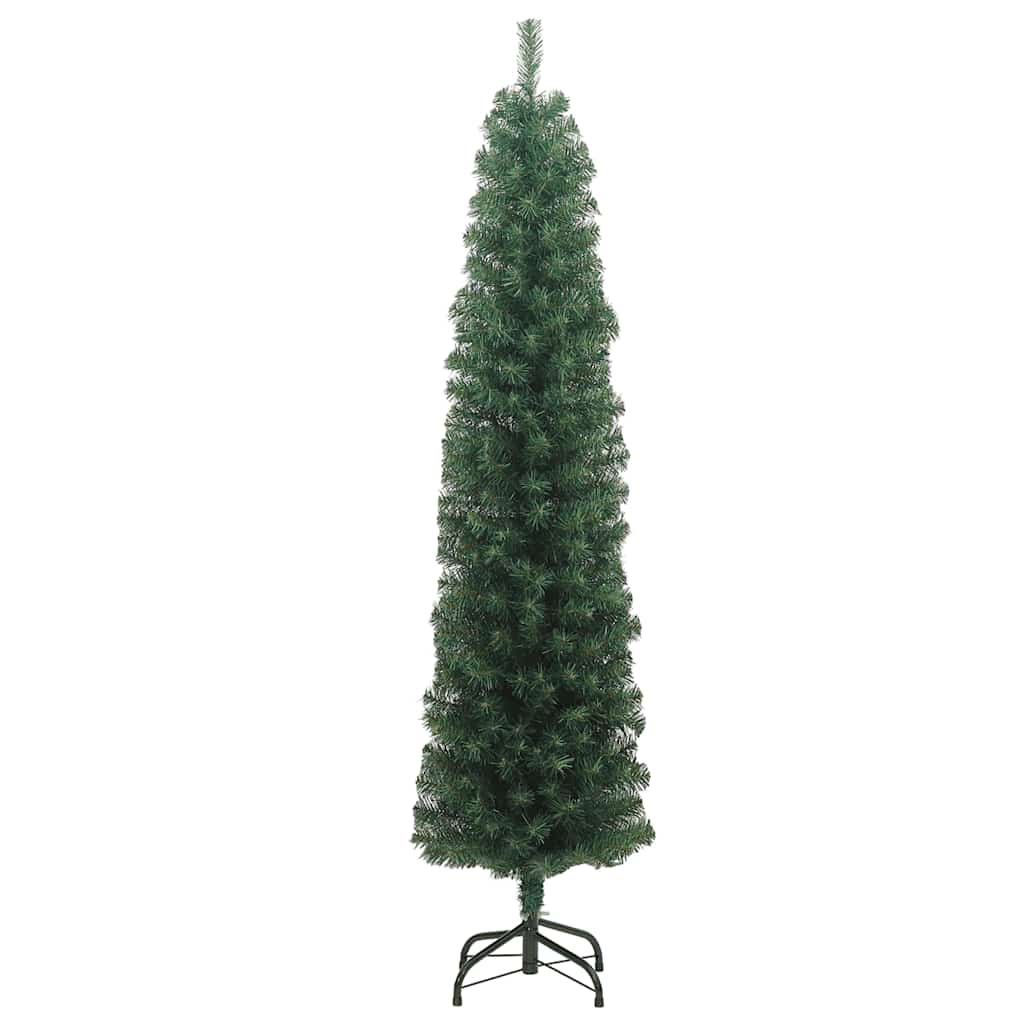VidaXL Künstlicher Weihnachtsbaum mit Ständer, schmal, 210 cm, PVC, Grün