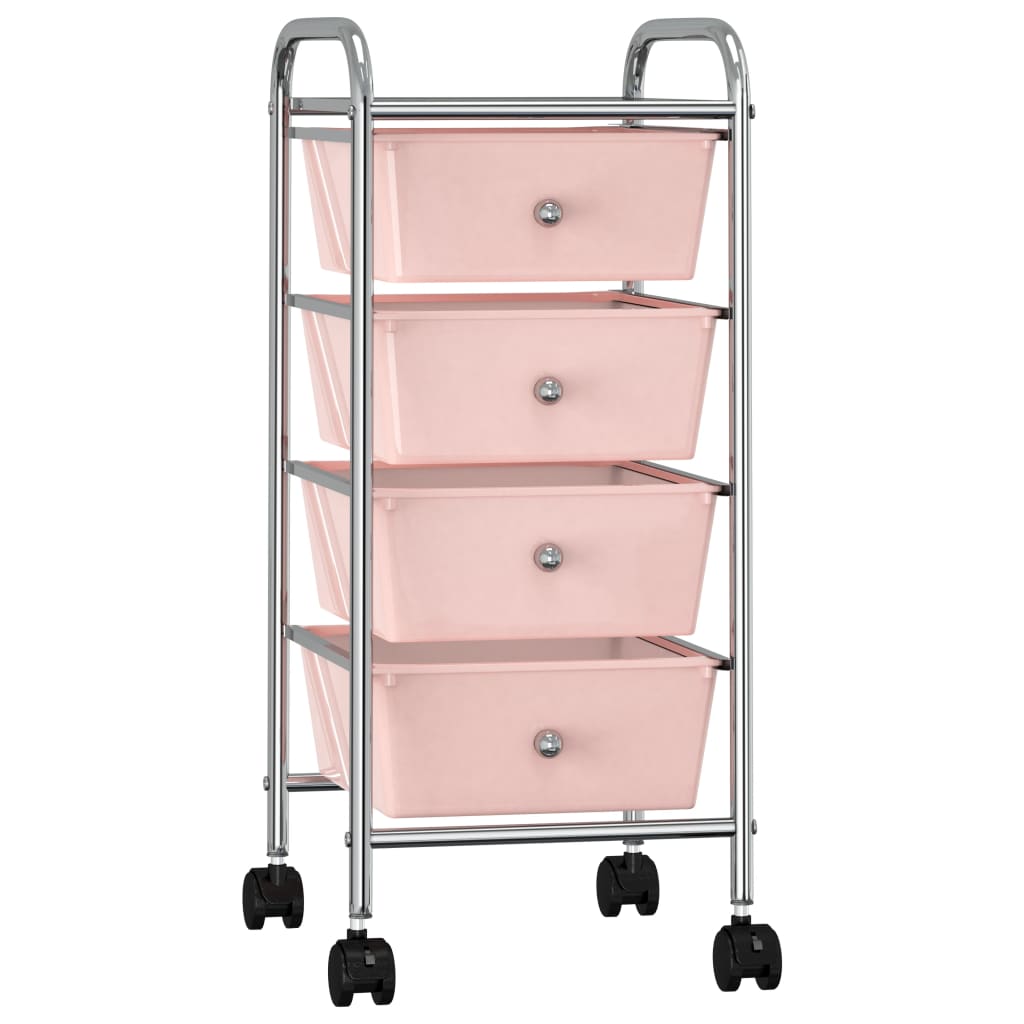 VidaXL Rollwagen mit 4 Schubladen, Kunststoff, Rosa