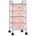 VidaXL Rollwagen mit 4 Schubladen, Kunststoff, Rosa
