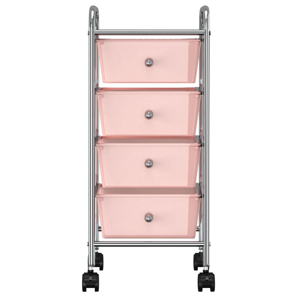 VidaXL Rollwagen mit 4 Schubladen, Kunststoff, Rosa