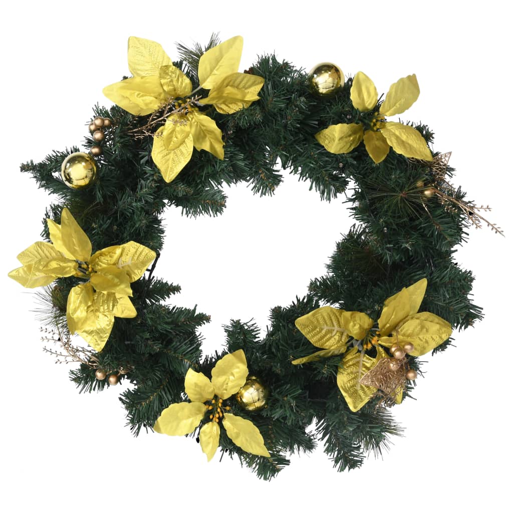 VidaXL Weihnachtskranz mit LED-Beleuchtung, 60 cm, PVC, Grün