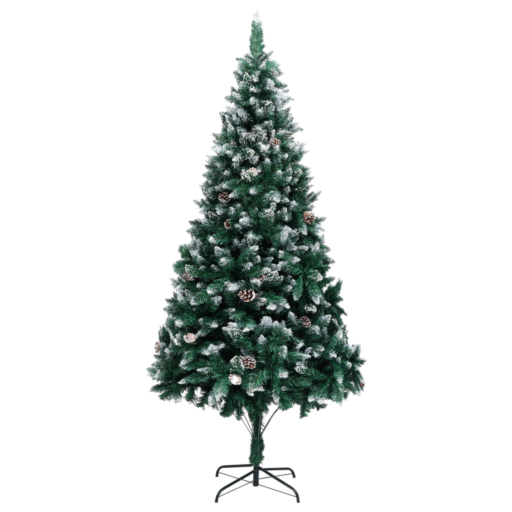 Vidaxl kunstkerstboom met dennenappels en witte sneeuw 210 cm
