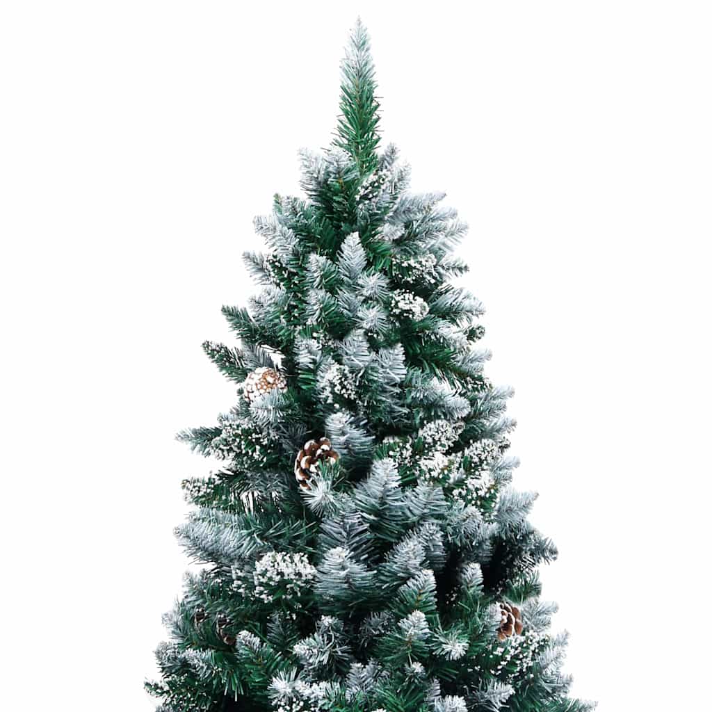 Vidaxl kunstkerstboom met dennenappels en witte sneeuw 210 cm