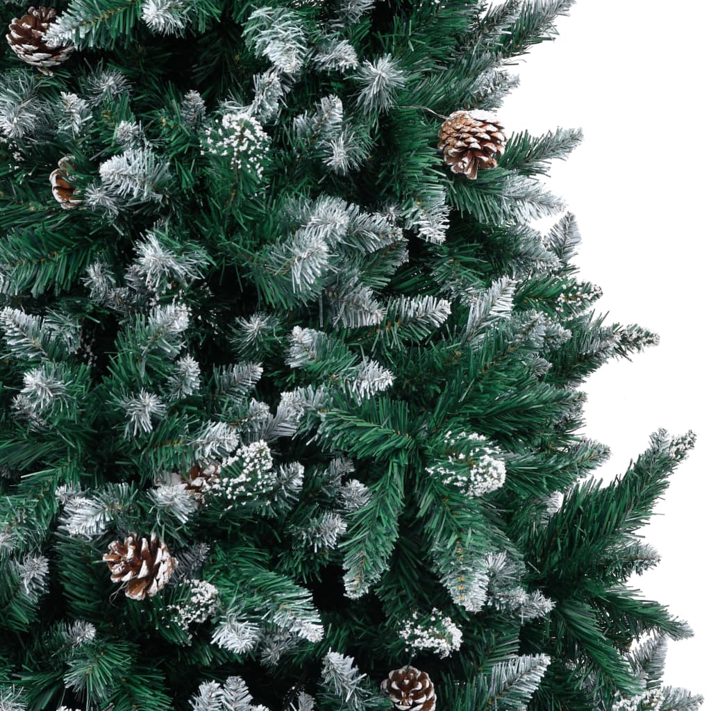 Vidaxl kunstkerstboom met dennenappels en witte sneeuw 210 cm