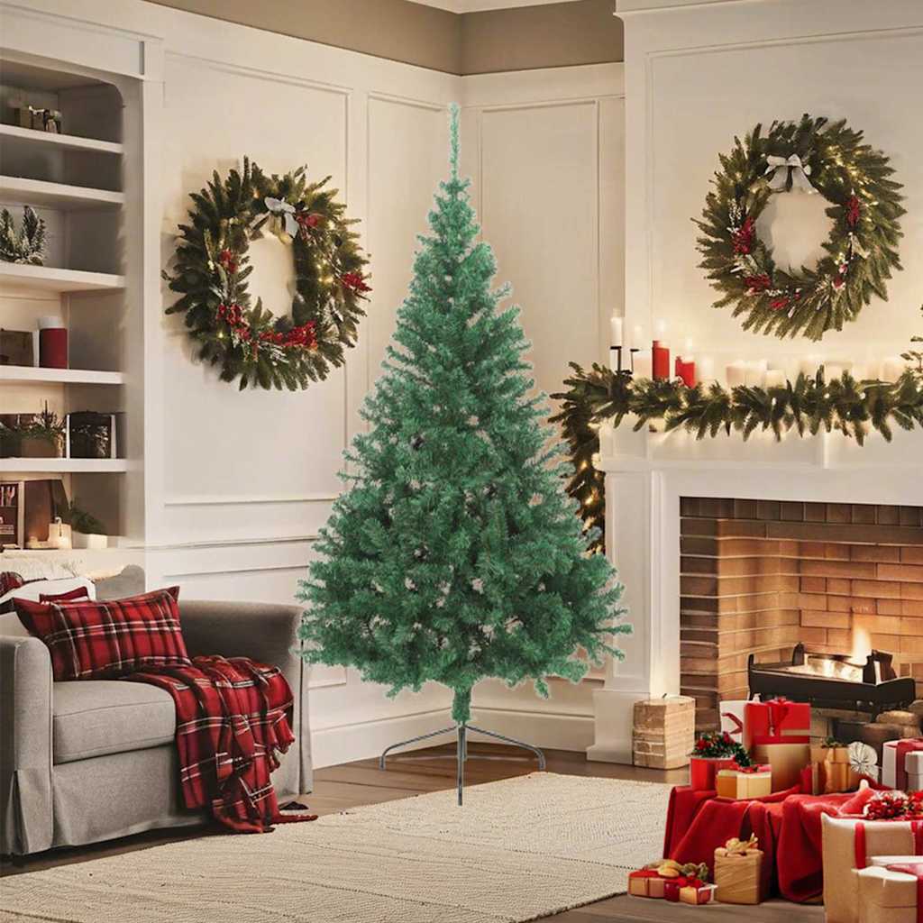 Vidaxl kunstkerstboom met standaard half 180 cm pvc groen