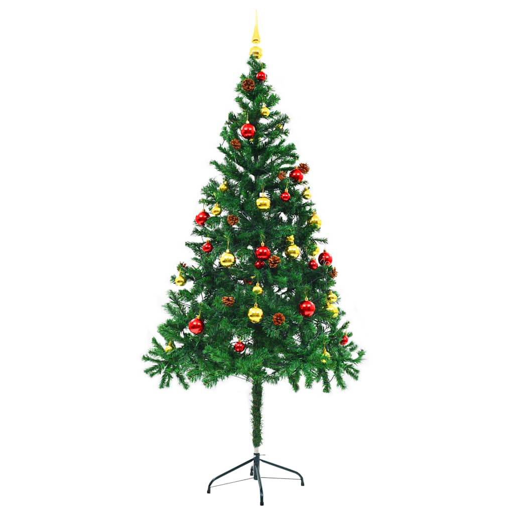 Vidaxl kunstkerstboom met verlichting en kerstballen 180 cm groen