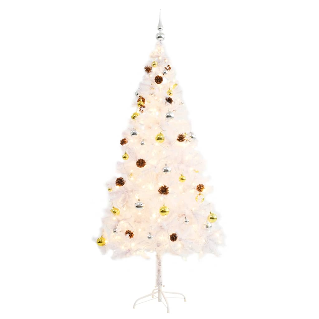 VidaXL Kunstkerstboom met verlichting en kerstballen 180 cm wit