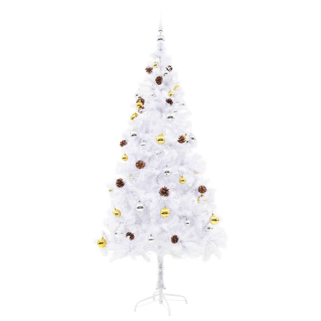 VidaXL Kunstkerstboom met verlichting en kerstballen 180 cm wit