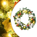 VidaXL Weihnachtskranz mit LED-Beleuchtung, 60 cm, PVC, Grün