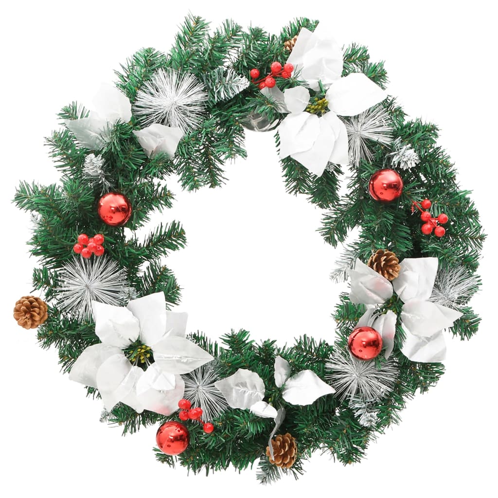 VidaXL Weihnachtskranz mit LED-Beleuchtung, 60 cm, PVC, Grün