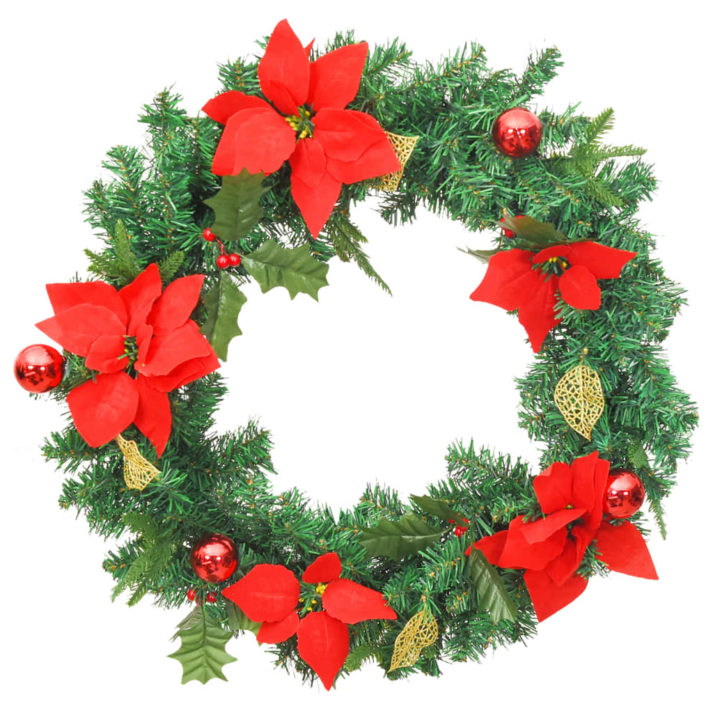 VidaXL Weihnachtskranz mit LED-Beleuchtung, 60 cm, PVC, Grün