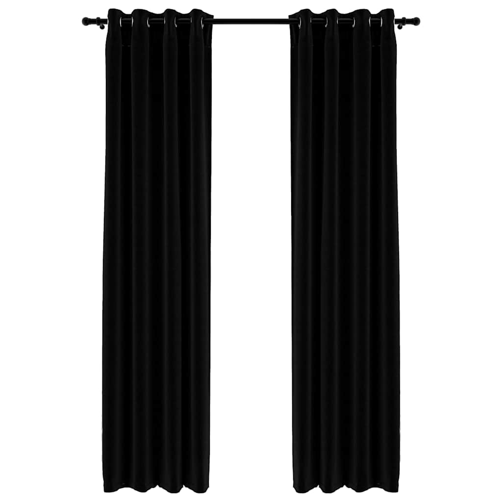 VidaXL Vorhänge in Leinenoptik, verdunkelnd, Ösen, 2 Stück, 140 x 225 cm, schwarz